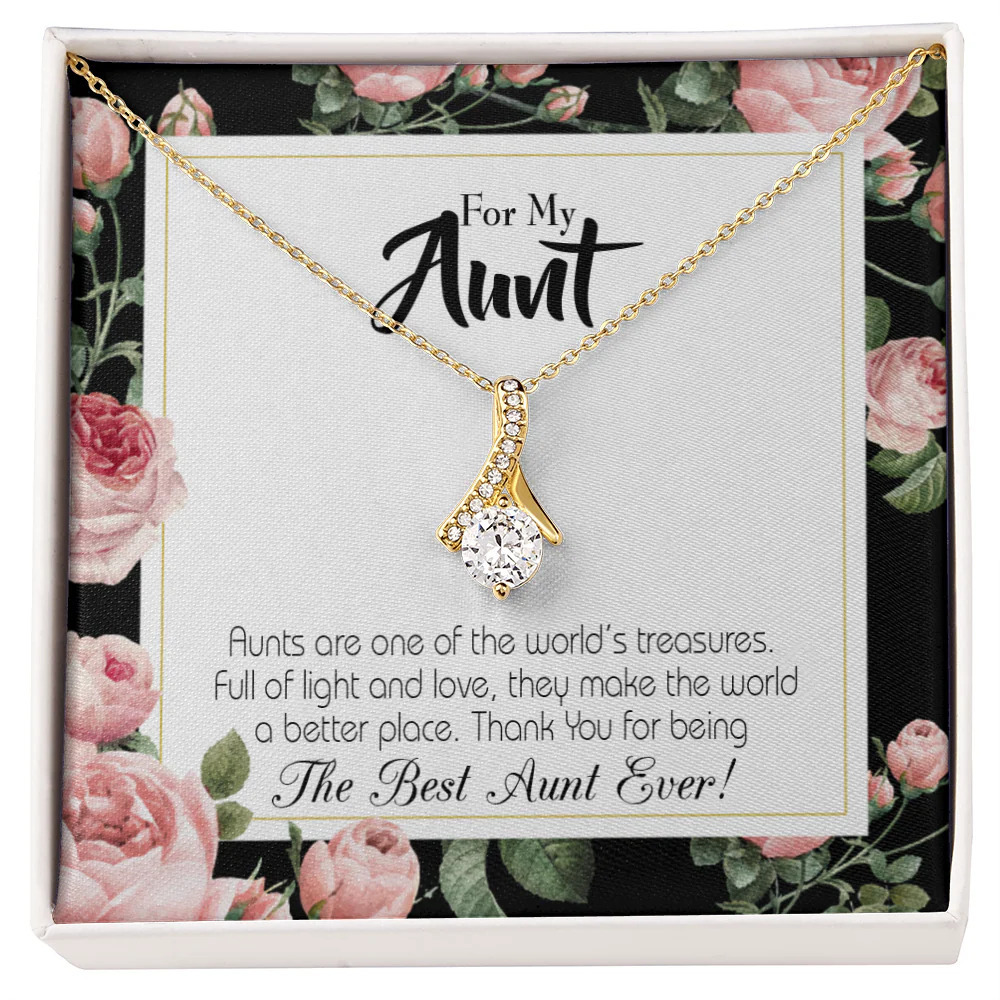 To My Aunt Best Aunt Ever Ribbon Necklace Gold Tone Standard Box